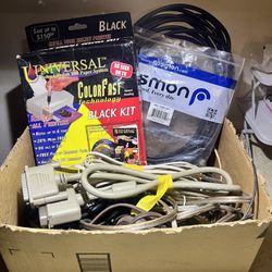 Box Full Of Vintage Computer Electronic Items