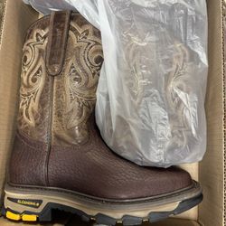 Brown work-style western boots