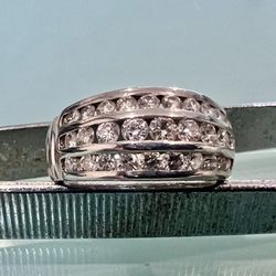💎 Sparkling Three-Row  Platinum 1.30CT Natural Diamond Ladies Band