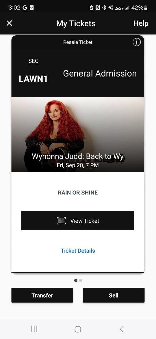 2 Lawn Tickets Wynonna At Chateau St Michelle