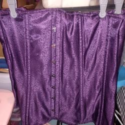 Purple Boned Lace Up And Hook Corset 