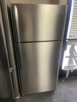 Top Freezer Stainless Steel Fridge - Great Condition