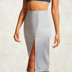 Forever 21 Light Grey Knee Length Skirt