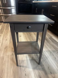 Dark Gray Wood Side Table / Nightstand with Drawer