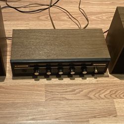 Vintage Standard Solid State Stereo Amplifier W/ Speakers & Panasonic 4 Speed Record Player