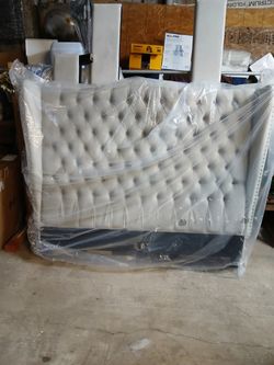 Tufted Upholstered Headboard with Nailhead Trim