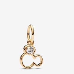 Pandora 14k gold Mickey Mouse Silhouette Disney Charm for Necklace bracelet