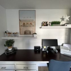 Set of 2 White Floating shelf 48” long