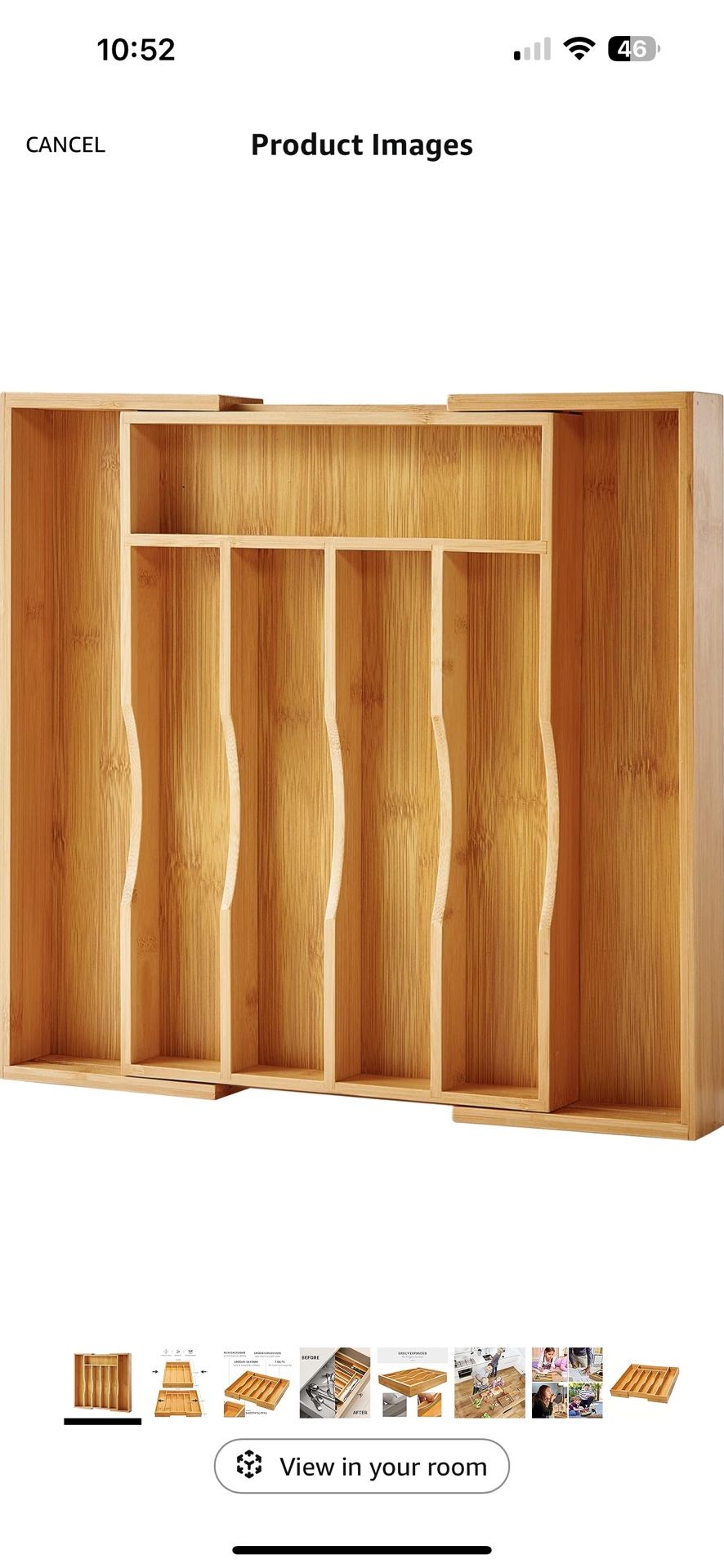 Expandable Bamboo Kitchen Drawer Organizer for Cutlery and Utensils, Adjustable Bamboo Wood Cutlery Tray in Drawer for Flatware and Silverware in Kitc