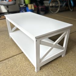 2-Tier White Coffee Table