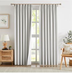 3 Cream White Full Blackout Pinch Pleat Curtain 95 Inch