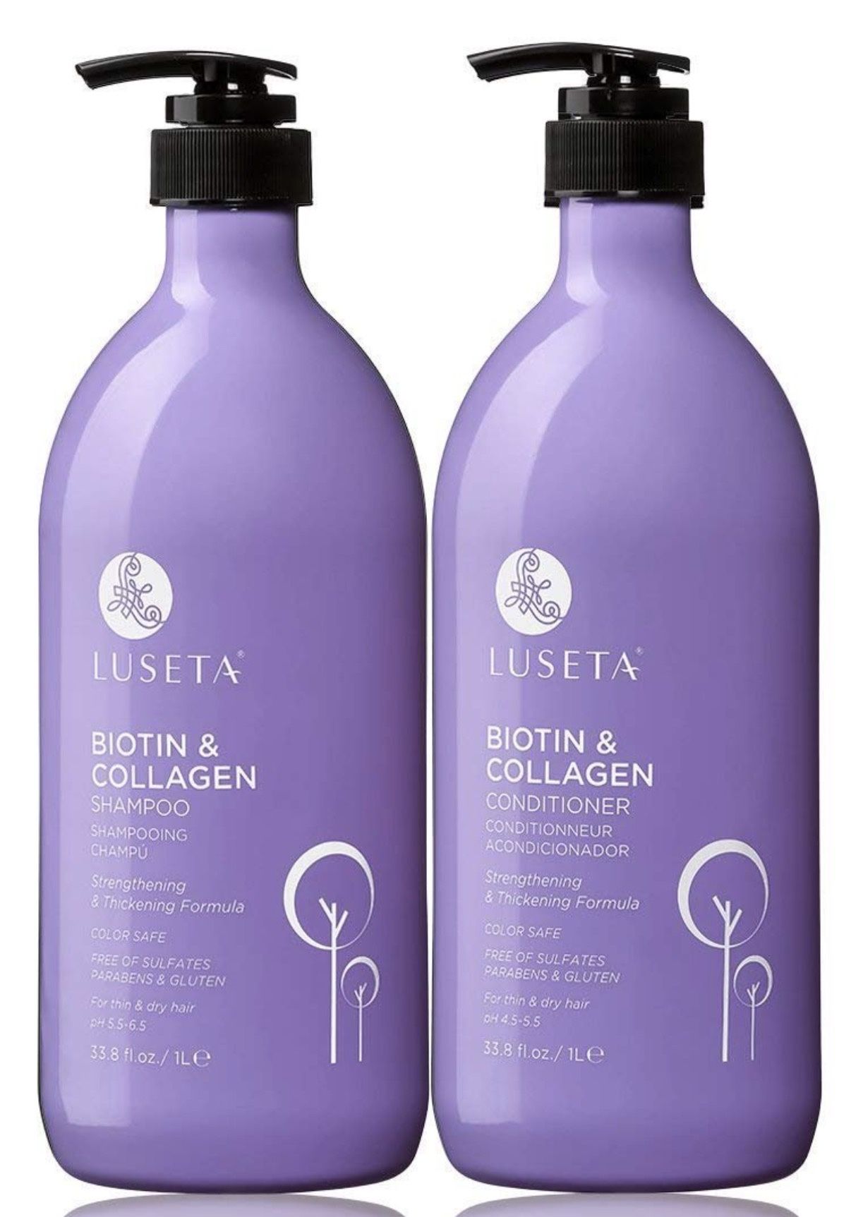 Luseta Biotin & Collagen Shampoo & Conditioner SET OF two 33.8oz LARGE