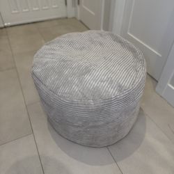 Cozy Grey Corduroy Round Pouf Ottoman Bean Bag Chair – Soft, Comfy, Like New
