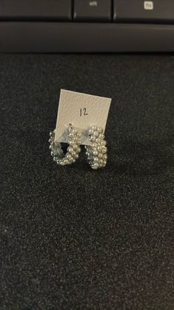 Silver tone with pearl like stones