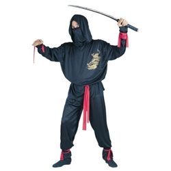 Adult Ninja Fighter Costume One Size Black Halloween Outfit