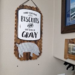 Country Kitchen Wall Art Biscuits And Gravy With Tin Farm Animal