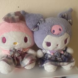 Hello kitty friends my melody and kuromi plushies