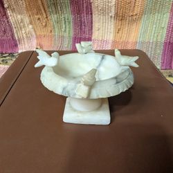 Vintage Hand-carved Italian Marble Miniature Bird Bath