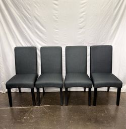 Linen Fabric Padded Dining Chairs, Set of 4, Black *Free Delivery*