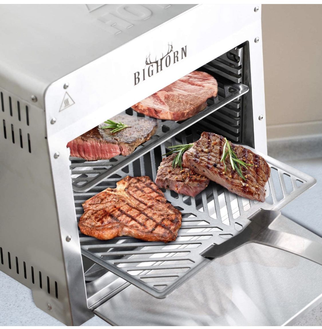 Portable Infrared Broiler Propane Gas Grill, 1500 Degree Stainless Steel Tabletop Quick Cooking Steak Grill for Meat, Seafood, Veggies