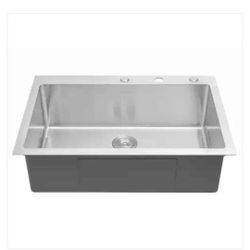 kitchen sink -CozyBlock 33 Inch 16-Gauge Stainless Steel Topmount Single Bowl