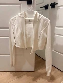Hollister White Cropped Hoodie