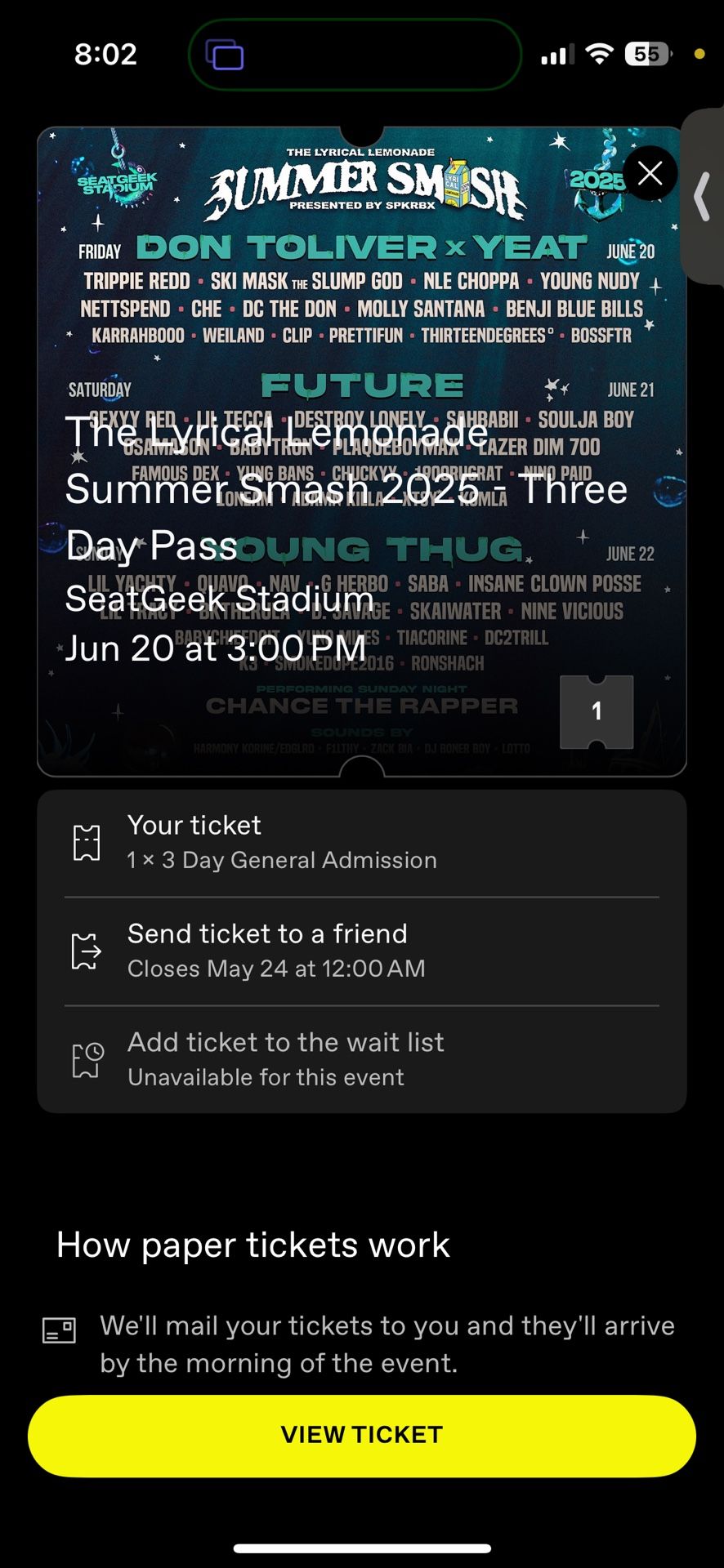 Summer Smash Ticket 3 Day Pass