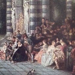 COLONNADE BALL French Jean-Antoine Watteau Fine Art Print 1900 Vintage Original Antique London England Printed Collectible France ARTIST PAINTER