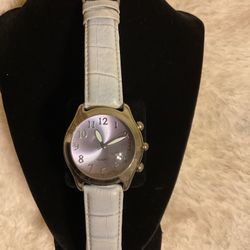 Quartz Watch With Light Blue Leather Band…