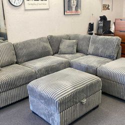 New 106x82 Sectional Couch With storage Ottoman / Free Delivery