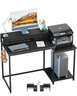 Gaming Computer Desk with Monitor Stand for Home Office, Black NIB 47"