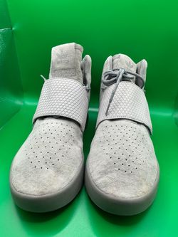 adidas Tubular Invader Mid Top Strap Gray Suede Men's Sneakers US 11