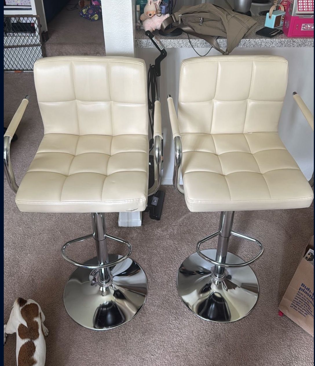Bar Stool Set Of 2 WHITE