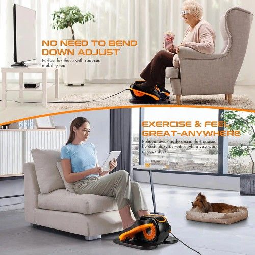 Under Desk Elliptical Machine, Ellipse Leg Exerciser, Electric Ellipse Leg Exerciser as Seen on Tv w/Remote, 12 Speed Levels, Manual & Auto Mode, NEW