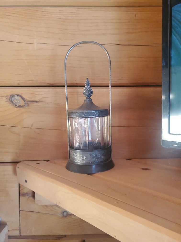 Vintage Pickle Jar / Castor Antique Manganese Glass