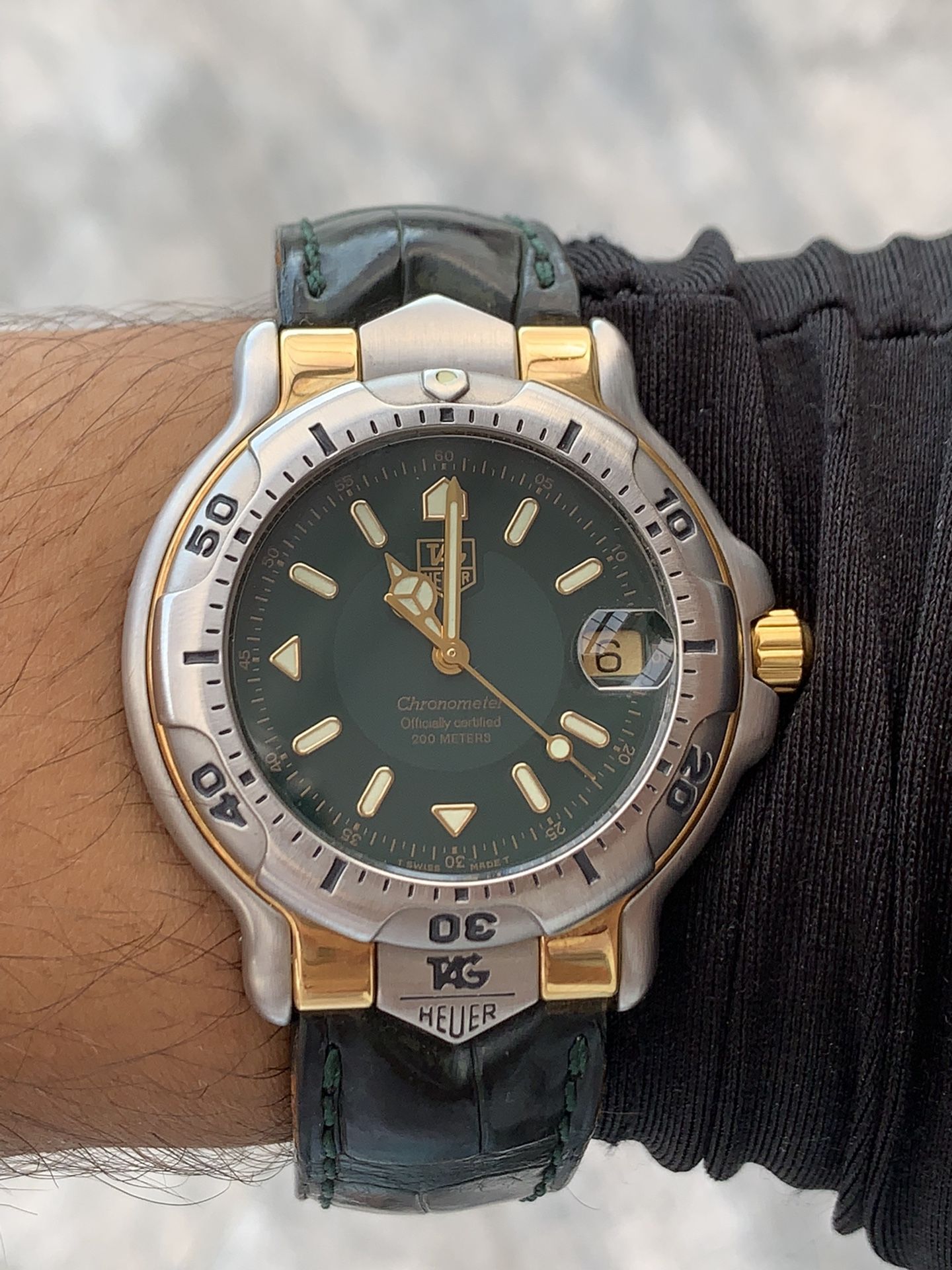 Tag Heuer 6000 WH5153 Automatic Chronometer Green 18K Gold SS