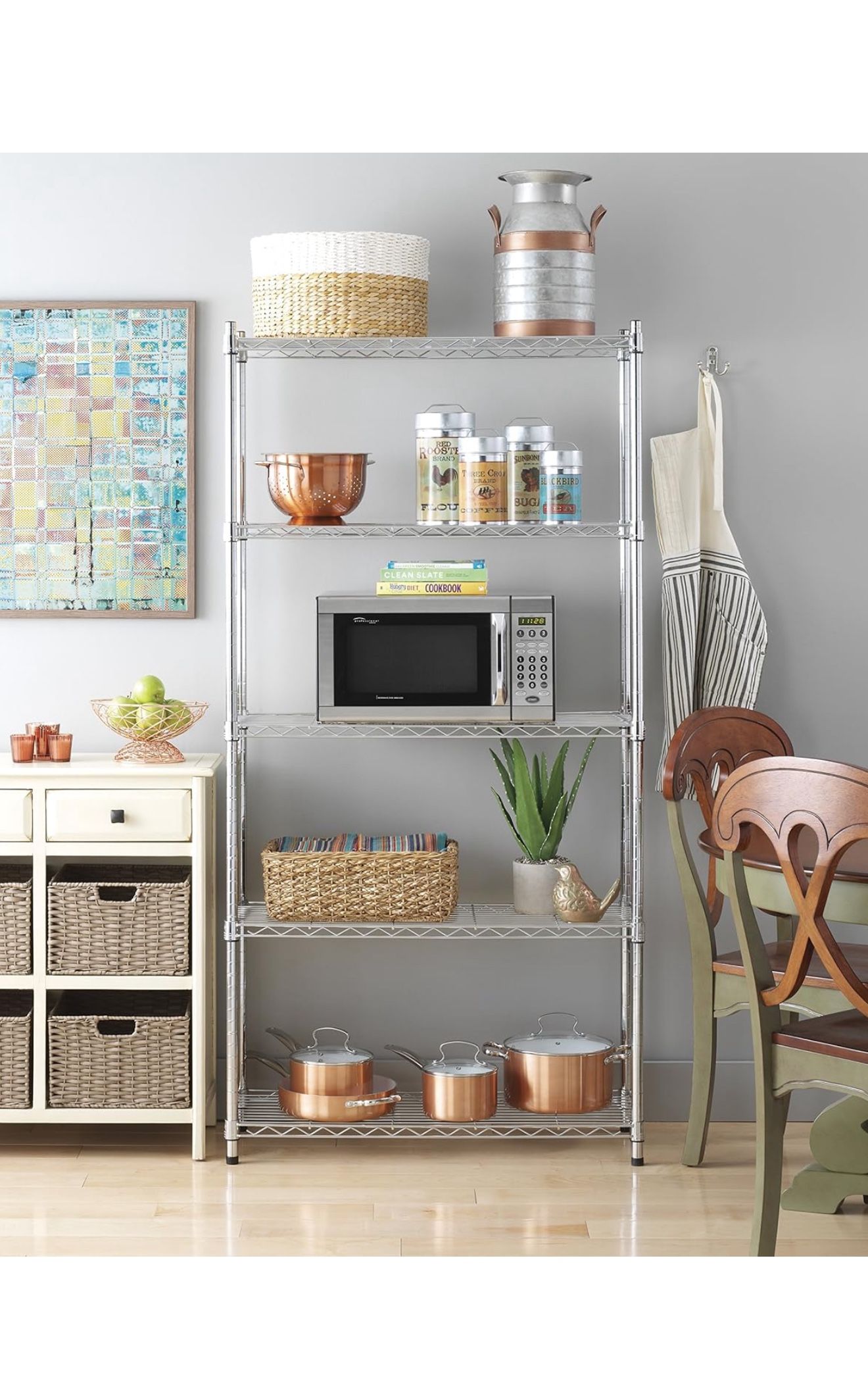 Whitmor 5 Tier Shelving Unit, Metal Storage Shelves, 400 lbs Capacity per Shelf, 2000 lbs Total, Adjustable Heavy Duty Shelf, Easy Assembly for Kitche