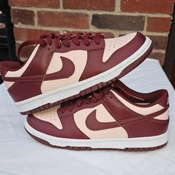 Nike Dunk Low GS FB9109-600 Maroon Pink Leather Sneakers 5Y Unisex Kids