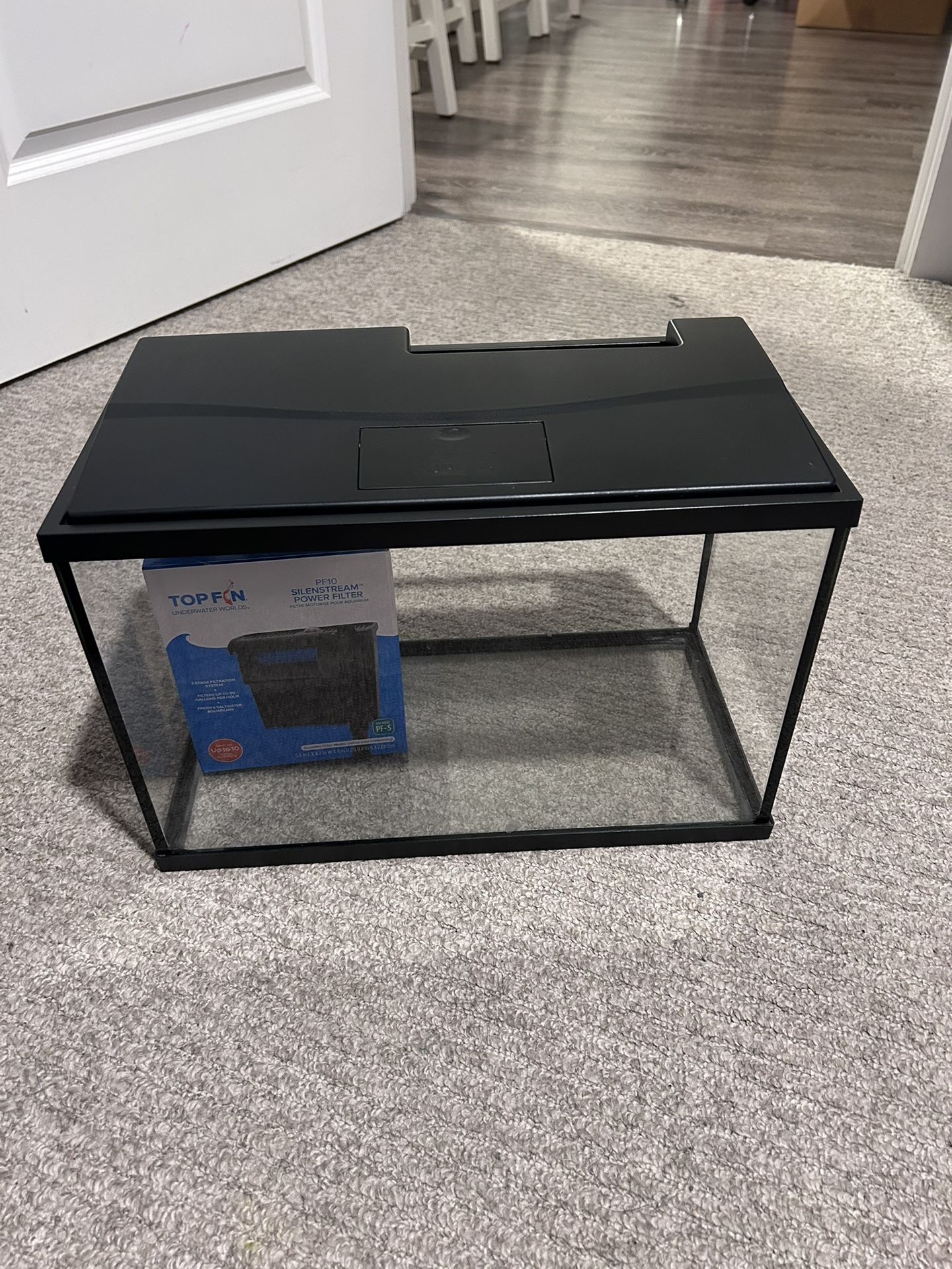 Top Fin 5 Gallon Aquarium/tank With Top Fin Pf10 Silenstream Power Filter