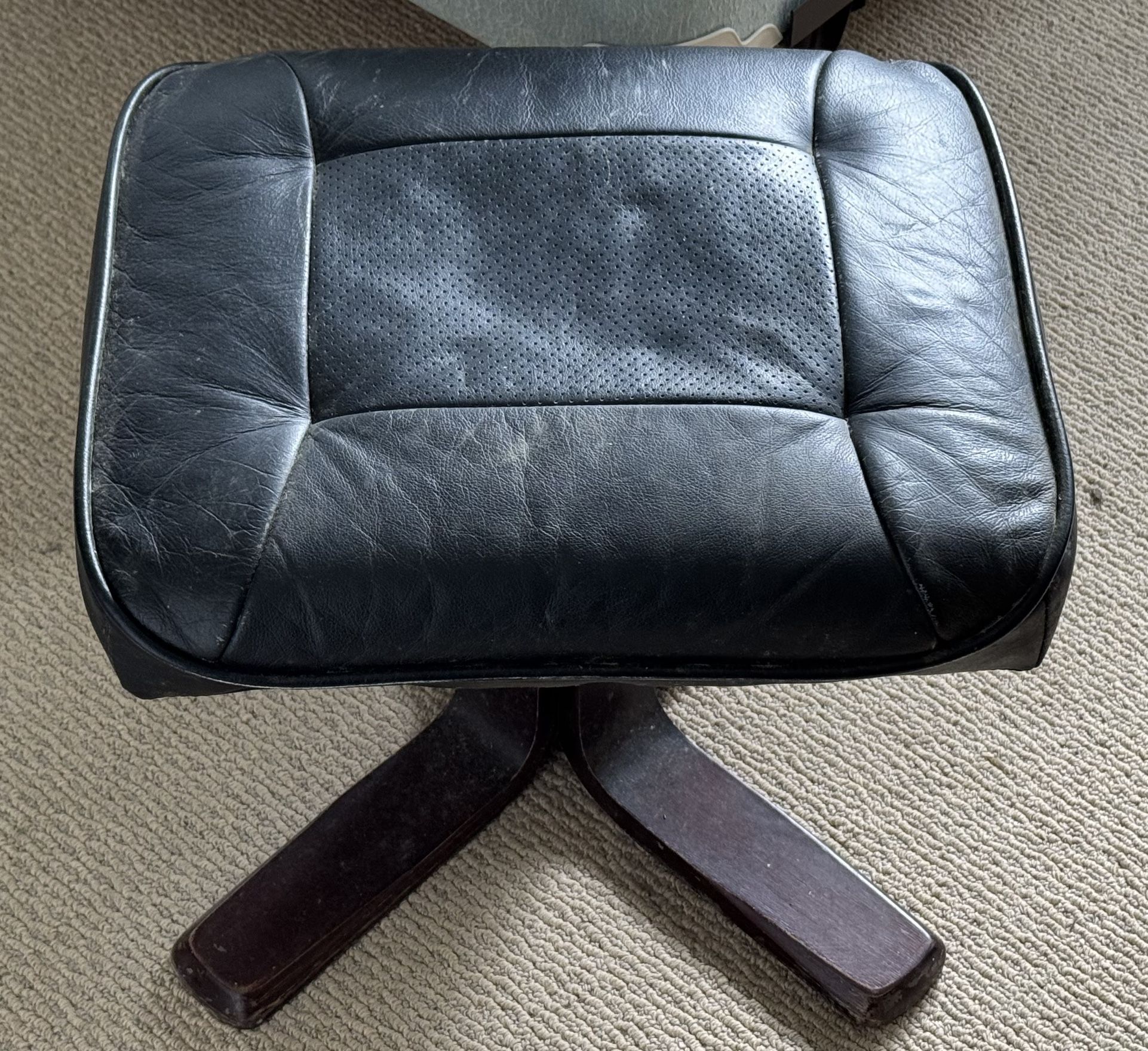 Black Leather Footstool