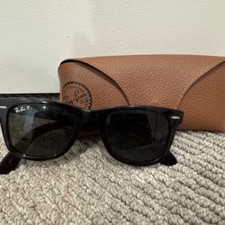 Authentic Ray Ban Polarized Wayfarer Sunglasses Tortoise Shell With Case