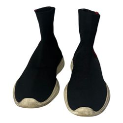 Prada Knit Sock Sneakers Black and Red Logo