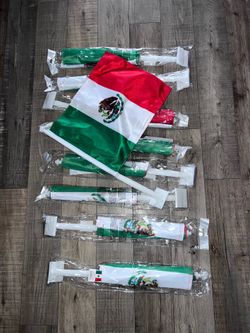 2. Double sided Mexico automobile window Flags size 12”x19”