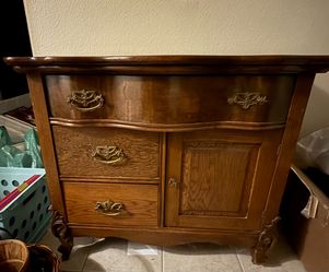 Vintage Solid Wood Washstand / Dry Sink Cabinet – Early American Style