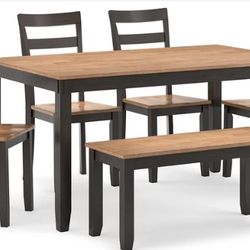 Gesthaven Natural/Brown Dining Table with 4 Chairs and Bench (Set of 6)
