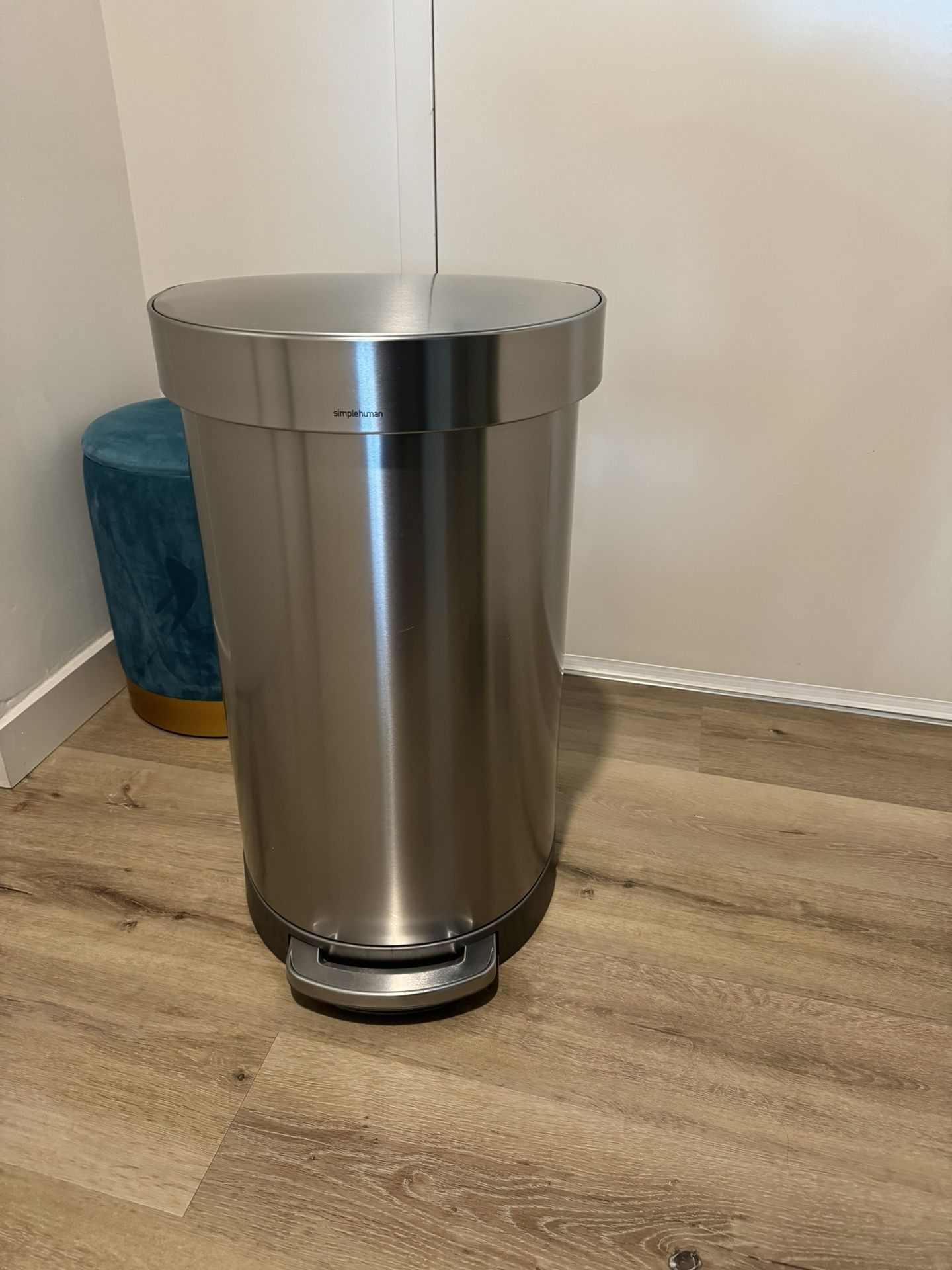 simplehuman 60 Liter Semi-Round Hands-Free Kitchen Step Stainless Steel Trash Can 
