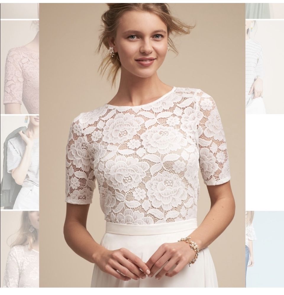 PENDING BHLDN Anthropologie Jive Cropped Lace Top Size M