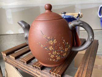 Rare Japanese Tea Pot - Hand Painted- Terracotta 