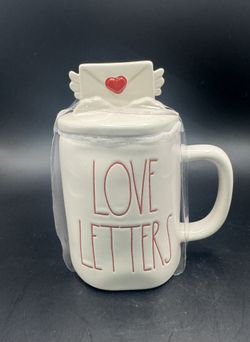NEW Rae Dunn LOVE LETTERS Mug with Love Letter Heart Lid, Valentine’s Day
