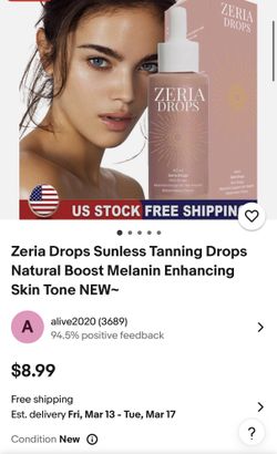 Gotas Para Bronceado /Zeria Drops Sunless Tanning Drops Natural Boost Melanin Enhancing Skin Tone NEW